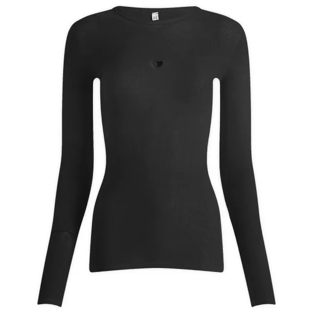 Baserange Women's Heart Long Sleeve T-Shirt Black