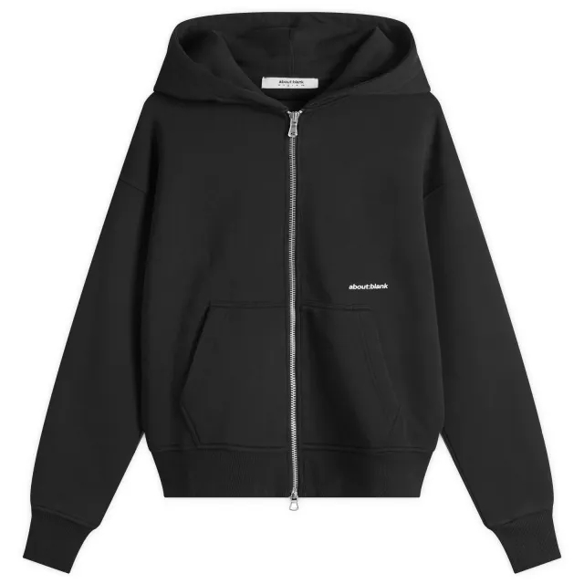 about:blank Men's Box Logo Zip Hoodie Black/Ecru