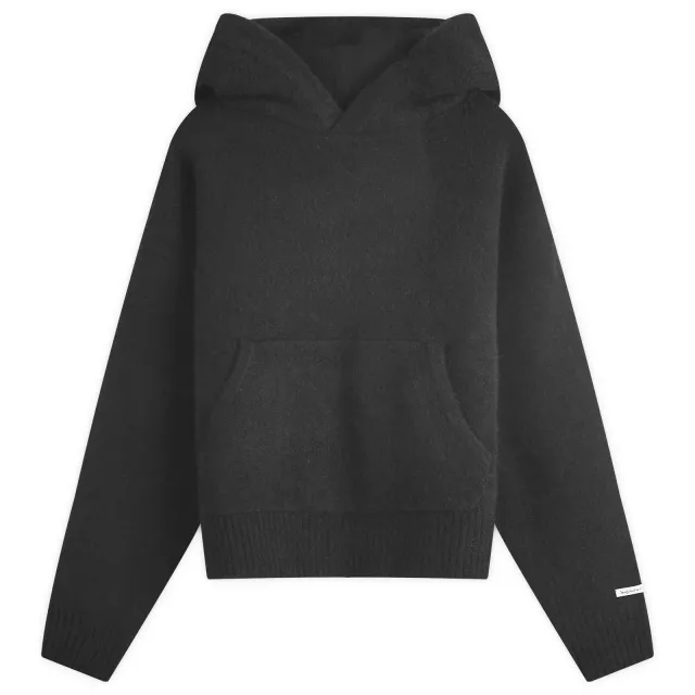 about:blank Men's Moderate Knitted Hoodie Black/Ecru