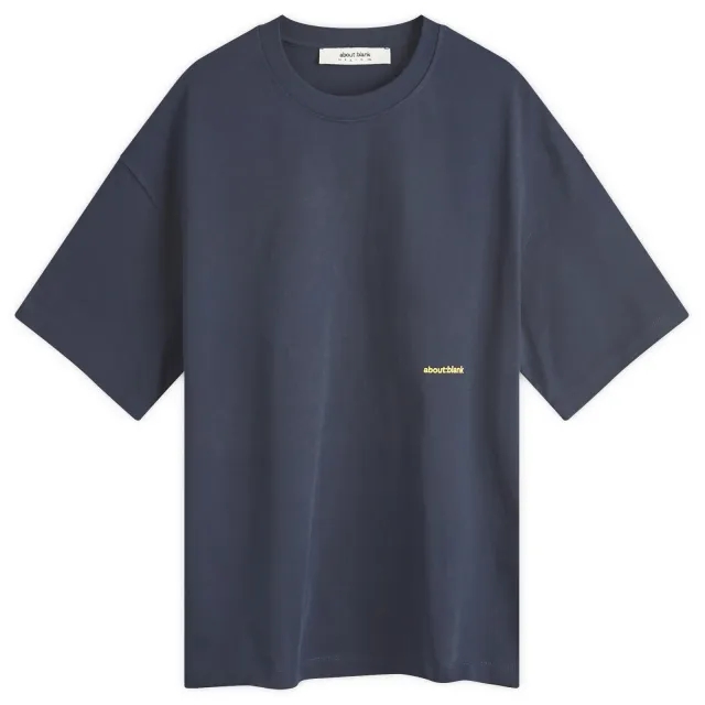 about:blank Men's Box Logo T-Shirt Navy/Yellow