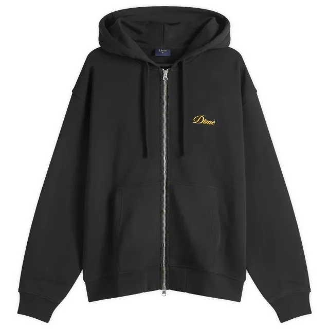 Dime Men's Cursive Small Logo Zip-Hoodie Black