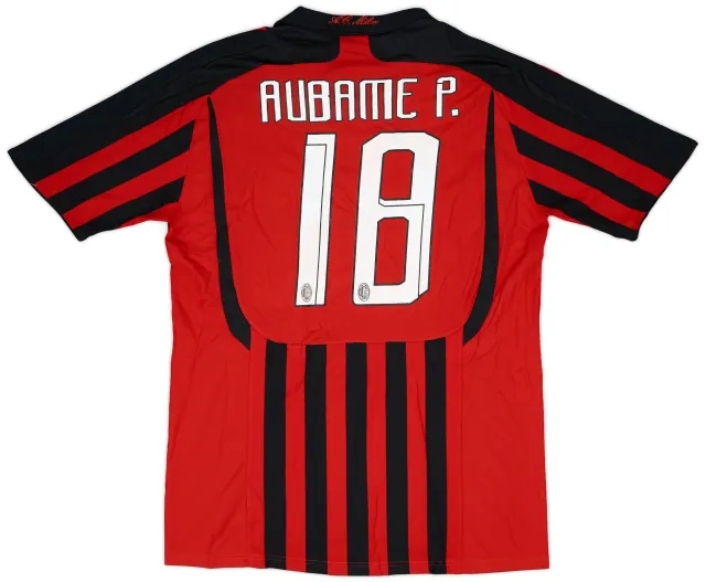 adidas 2007-08 AC Milan Player Issue Home Shirt Aubame P. #18