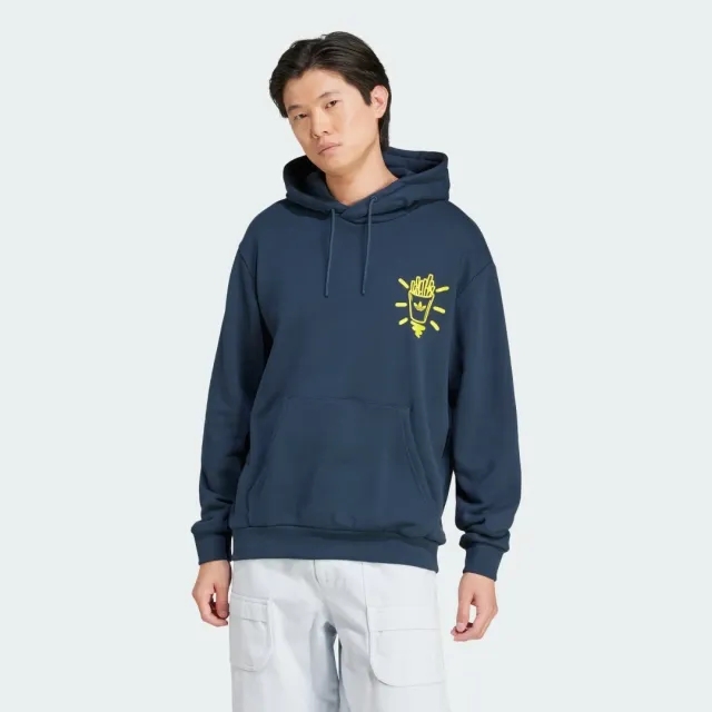 Adidas Originals Q12 Street Burger Hoodie In Aurora Ink-Blue