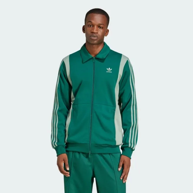 Adidas Originals Adicolor Panel Track Top In Collegiate Green / Silver Gree