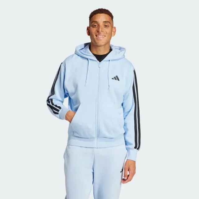 Adidas Essentials 3 Stripes Fleece Full Zip Sweatshirt