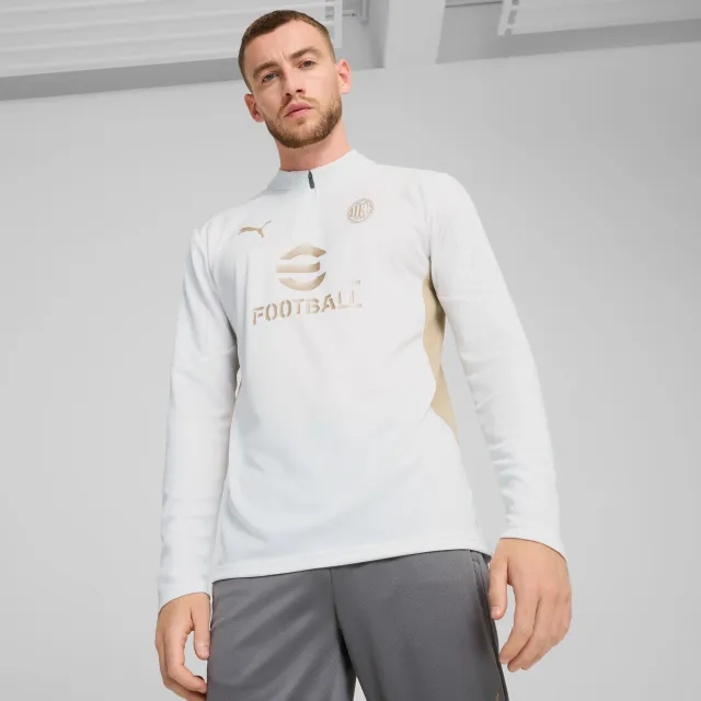 PUMA AC Milan Training Quarter-Zip Top Shirt Men, White/Matte Gold