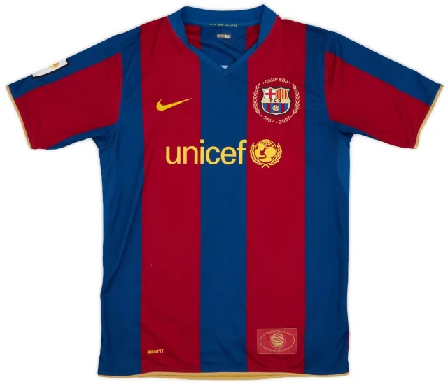 Nike 2007-08 Barcelona Home Shirt - 7/10 - (XL.Boys)