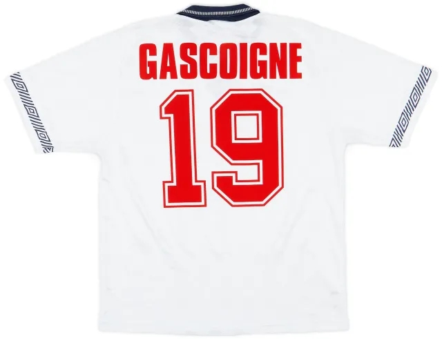 Umbro 1990-92 England Home Shirt Gascoigne #19 - 6/10 - (S)