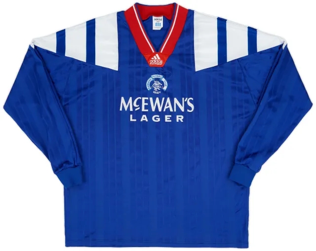 adidas 1992-94 Rangers Player Issue Home L/S Shirt - 9/10 - (L/XL)