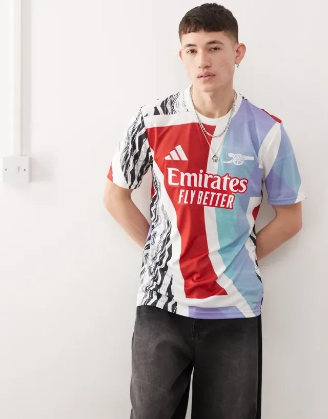 Adidas Football Arsenal Pre Shirt In Red White Blue Print