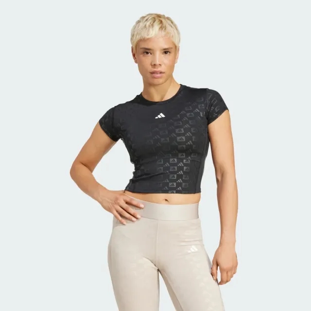 adidas  Hyperglam Training Emboss T-Shirt  women's T shirt in Black