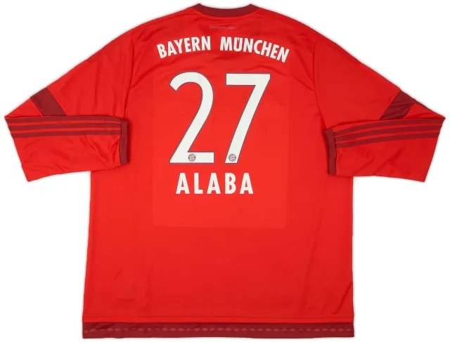 adidas 2015-16 Bayern Munich Home L/S Shirt Alaba #27 (XXL)
