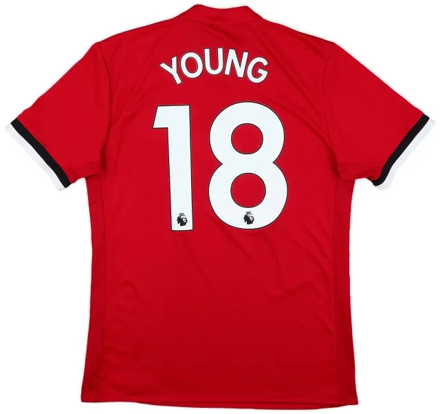 adidas 2017-18 Manchester United Home Shirt Young #18 - 7/10 - (M)
