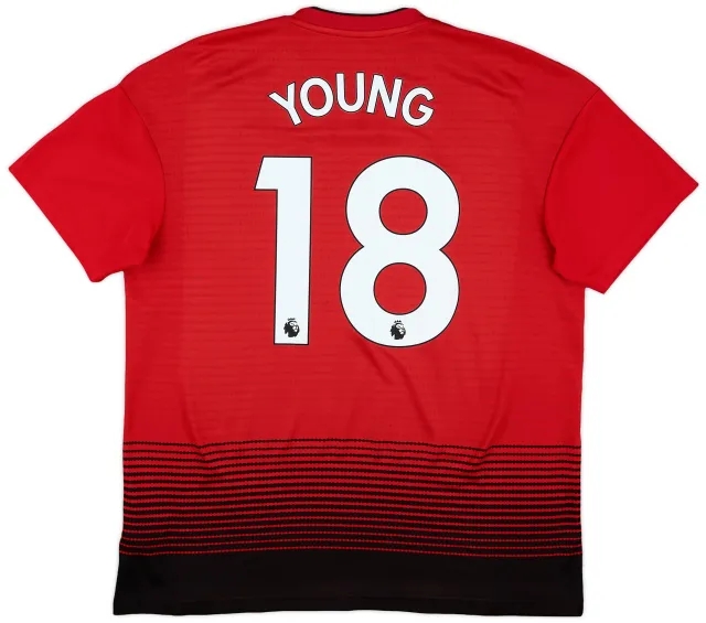 adidas 2018-19 Manchester United Home Shirt Young #18 - 9/10 - (L)