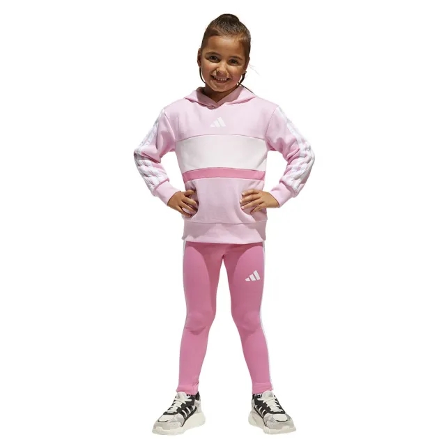 Manchester United x adidas Kids Essentials Tiberio 3-Stripes Fleece Leggings Set Pink