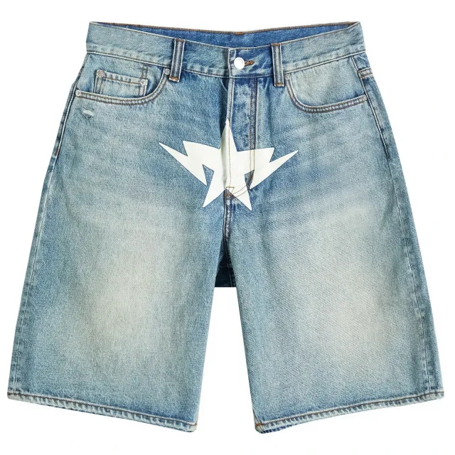 A Bathing Ape Men's Twin Star Denim Shorts Light Indigo