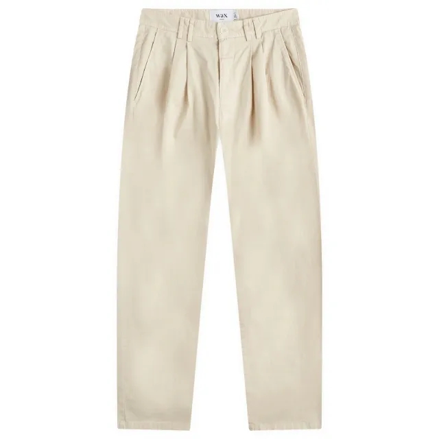 Wax London Men's Raleigh Pleat Twill Trousers Stone