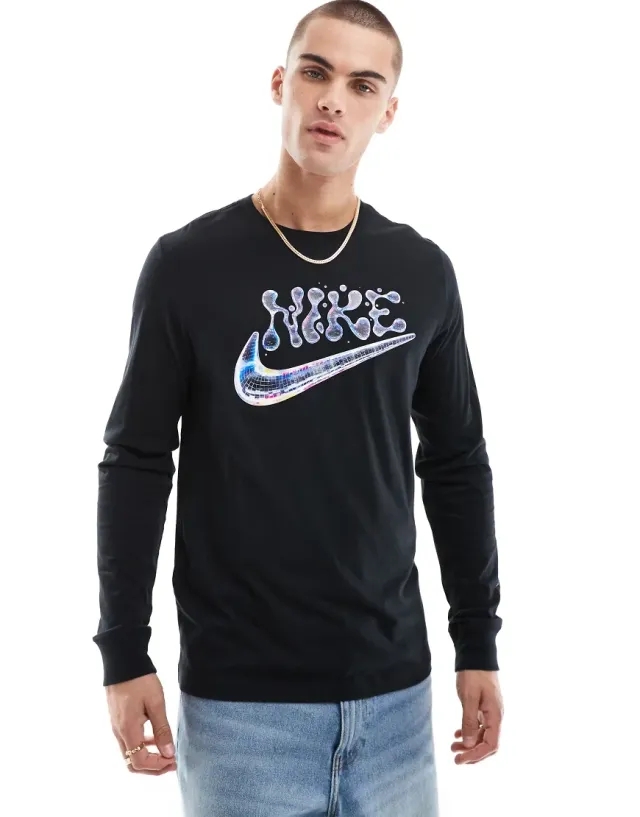 Nike Futura Logo Long Sleeve T-Shirt In Black