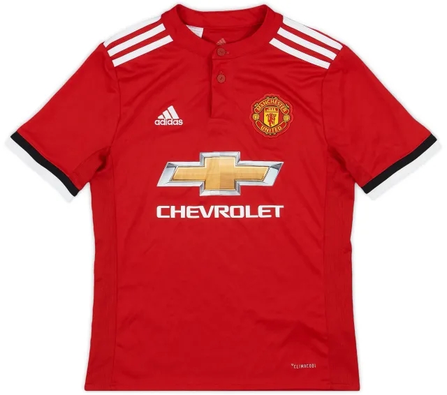 adidas 2017-18 Manchester United Home Shirt - 9/10 - (M.Boys)