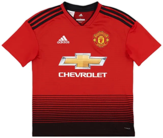 adidas 2018-19 Manchester United Home Shirt - 7/10 - (L.Boys)