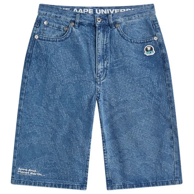 A Bathing Ape AAPE Jacquard Denim Shorts Light Blue