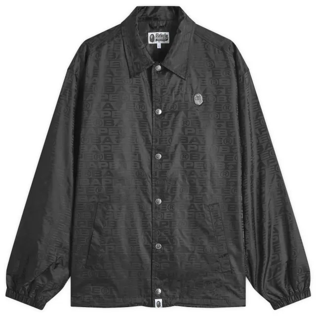 A Bathing Ape Men's Jaquard Nylon Coa ch Jacket Black