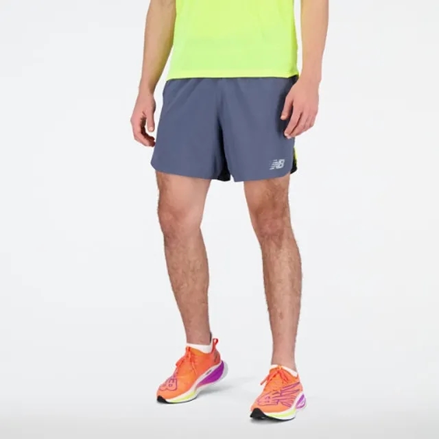 New Balance Men's Impact Run 5 Inch Short in Yellow Polywoven