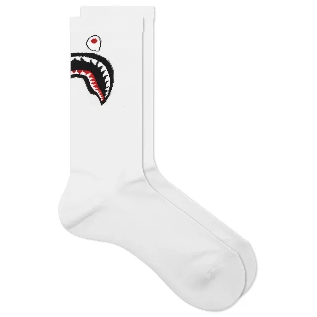 A Bathing Ape Men's Shark Socks White