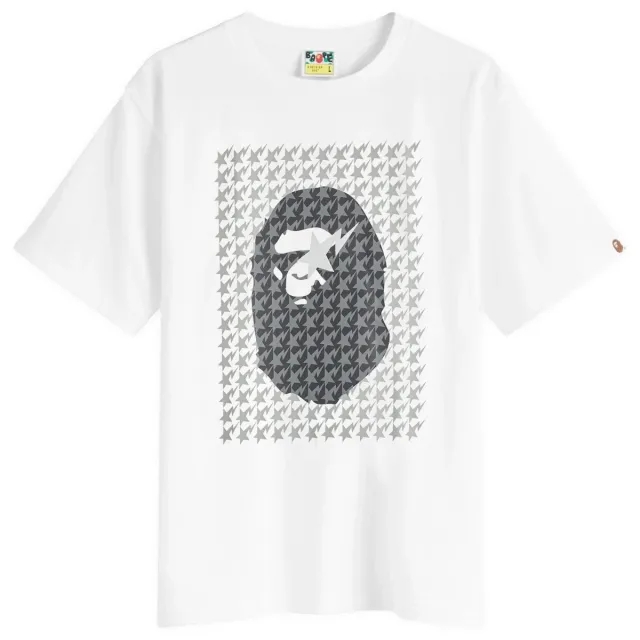 A Bathing Ape Men's Sta Houndstookth Ape Head T-Shirt White/Black