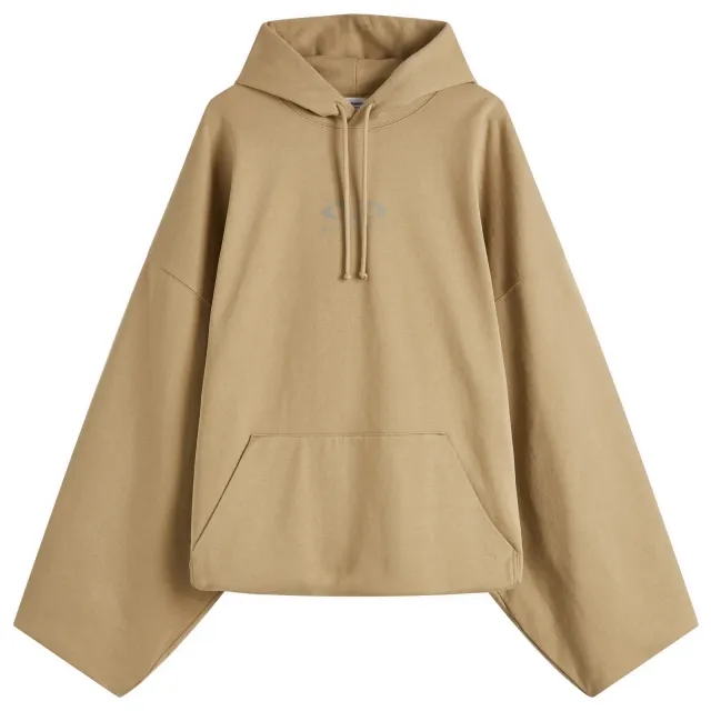 VETEMENTS Men's Oval Logo Cropped Boxy Hoodie Taupe
