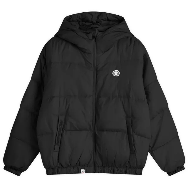 A Bathing Ape AAPE Now Camo Badge Hooded Down Jacket Black