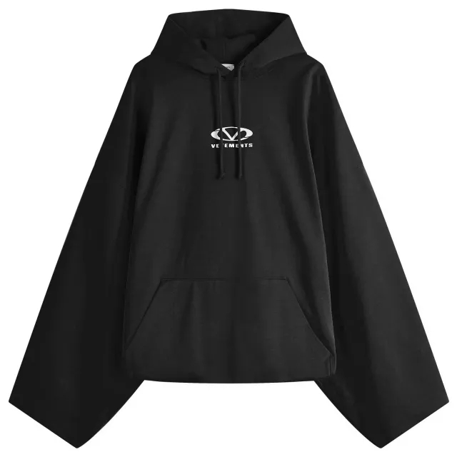 VETEMENTS Men's Oval Logo Cropped Boxy Hoodie Black/White