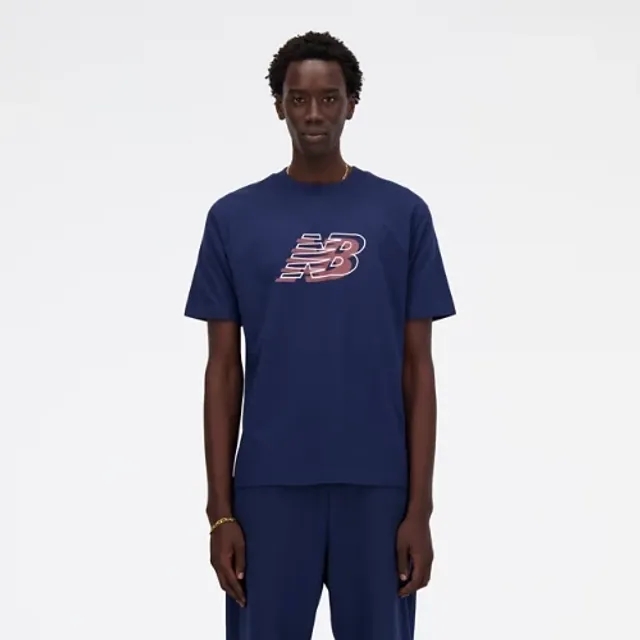 New Balance Men's Outline Graphic T-Shirt in Blue Cotton