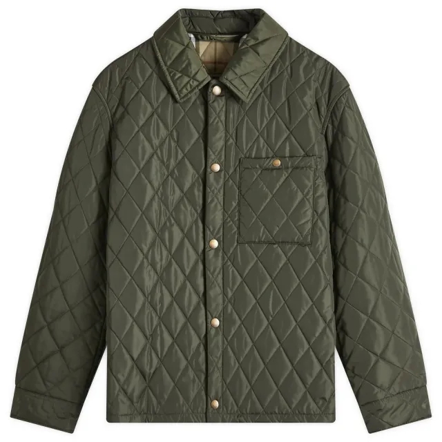 Burberry Men's Quilted Shirt Jacket Shale