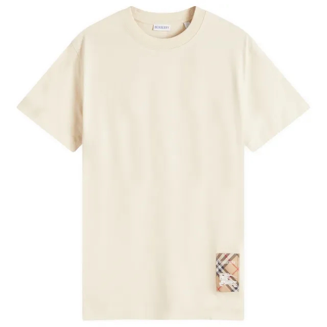 Burberry Men's Check Label T-Shirt Nutmeg