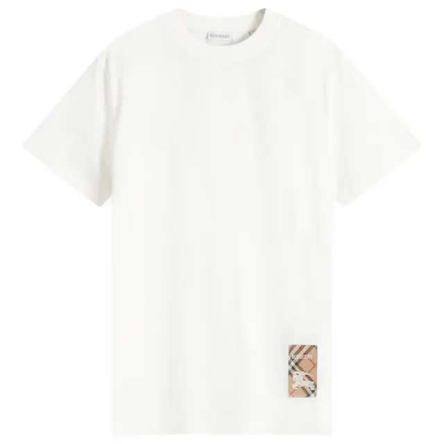 Burberry Men's Check Label T-Shirt Chalk