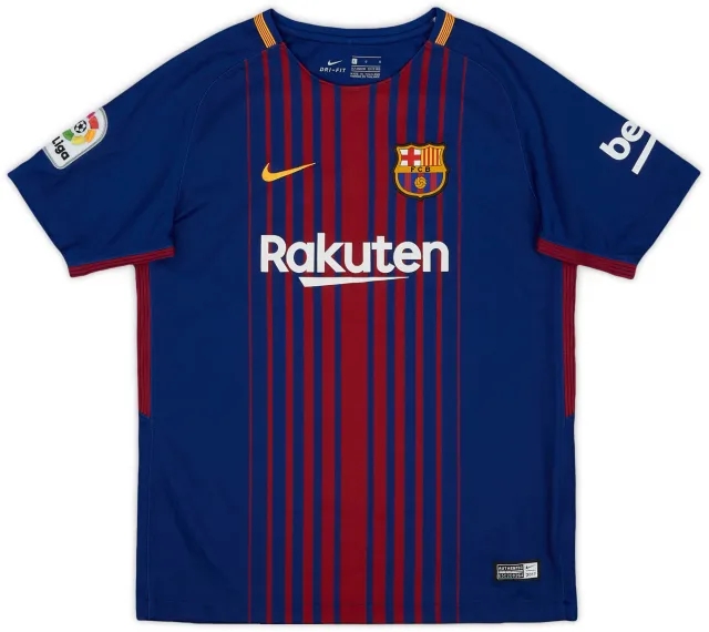 Nike 2017-18 Barcelona Home Shirt - 9/10 - (L.Boys)