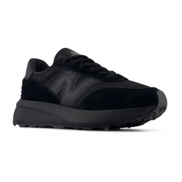 New Balance Unisex 370 in Black/Grey Suede/Mesh