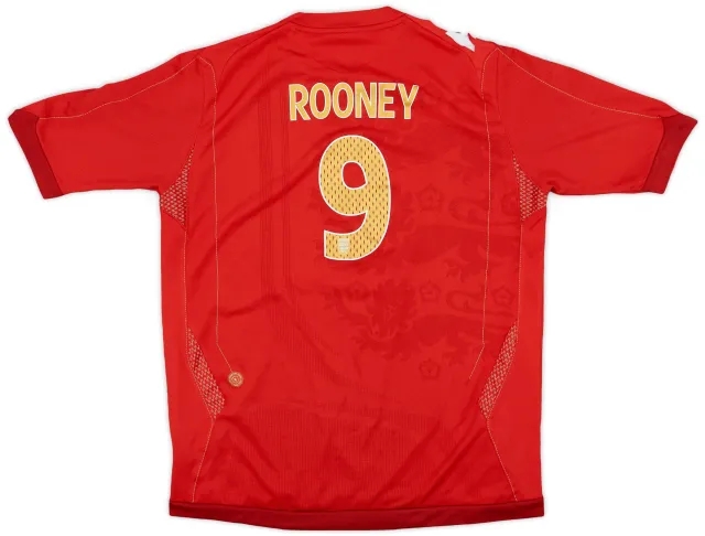 Umbro 2006-08 England Away Shirt Rooney #9 - 7/10 - (XL.Boys)