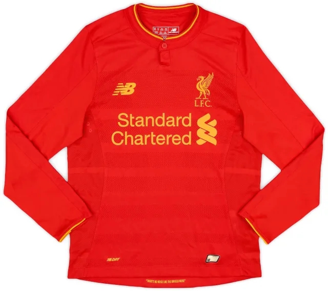 NewBalance 2016-17 Liverpool Home L/S Shirt - 8/10 - (M.Boys)