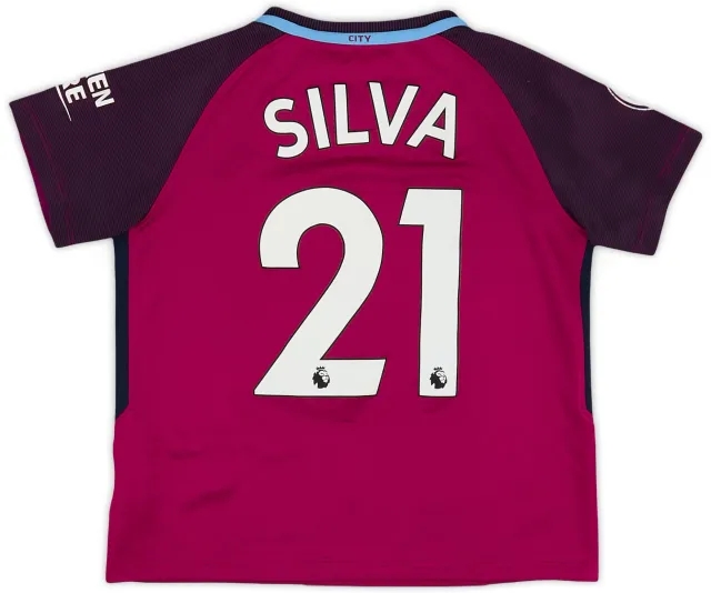 Nike 2017-18 Manchester City Away Shirt Silva #21 - 6/10 - (5-6 Years)