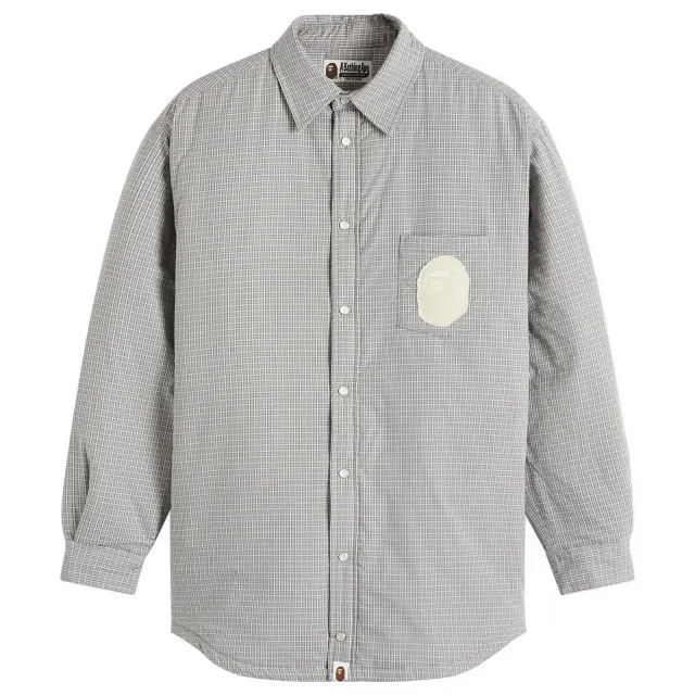A Bathing Ape Women's Check Padded Shirt Jacket Gray