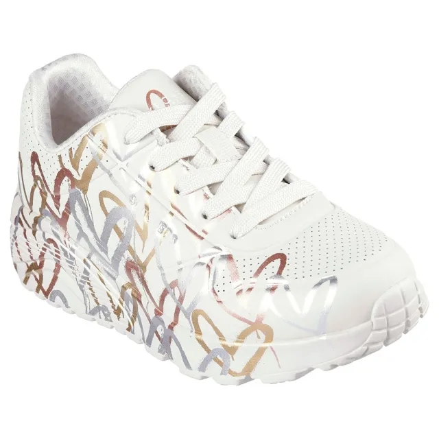 Skechers Girls x JGoldcrown: Uno Lite - Metallic Love Sneaker in Natural