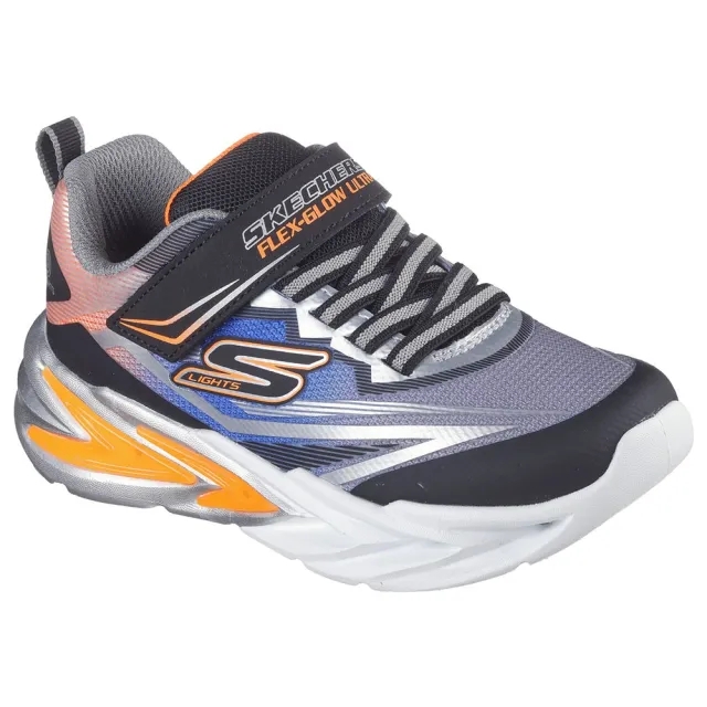 Skechers S Lights: Flex-Glow Ultra Sneaker in Black/Silver