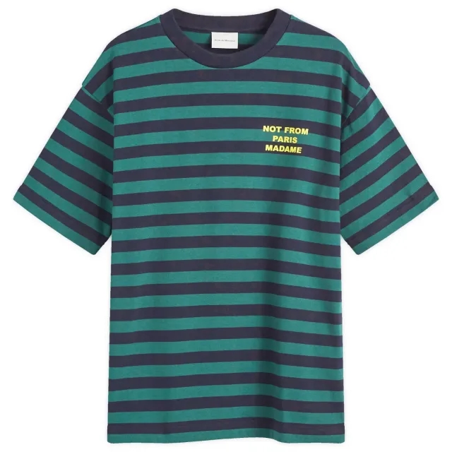 Drôle de Monsieur Men's Logo Stripe T-Shirt Navy