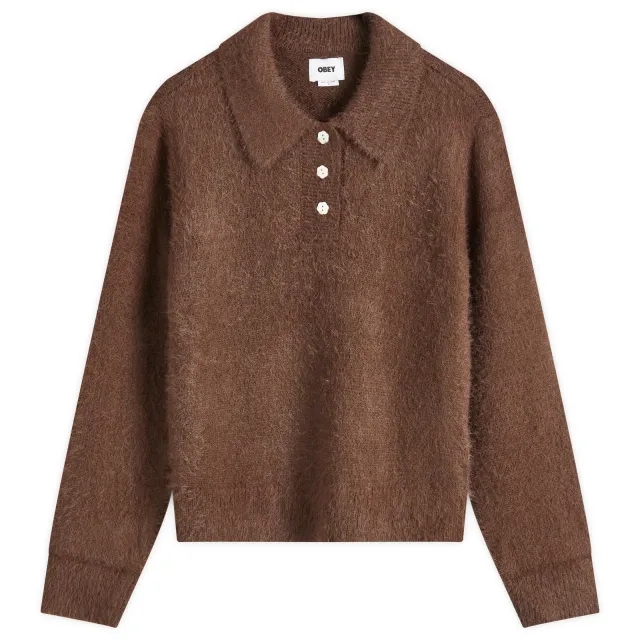 Obey Women's Esme Polo Sweater Chocolate