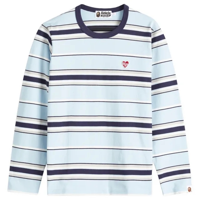 A Bathing Ape Women's One Point Stripe Long Sleeve Tee Sax