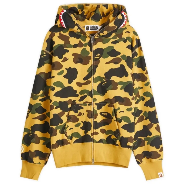 A Bathing Ape Women's Camo Shark Full Zip Hoodie Yellow