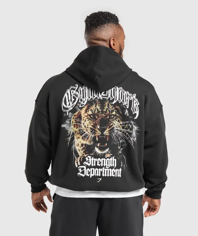 Gymshark Strength Department Animal Oversized Hoodie - Black