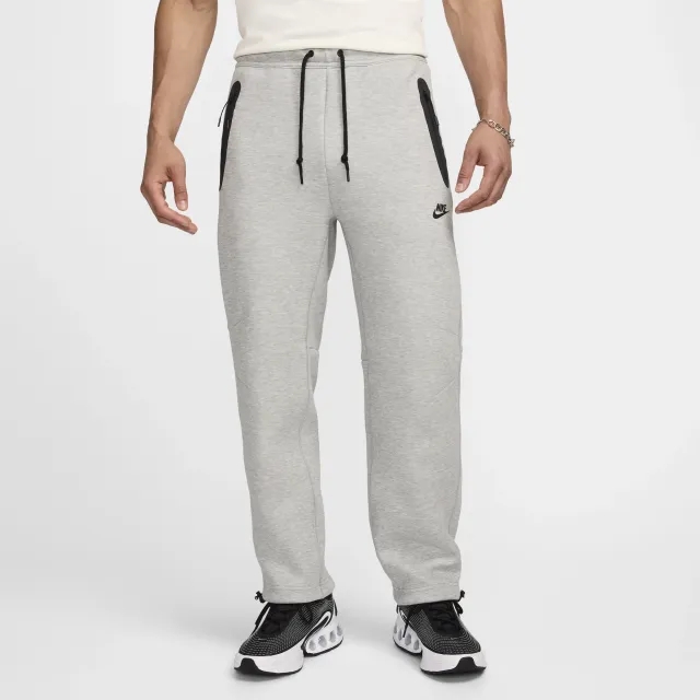 Nike Tech Men's Fleece Open-Hem Trousers - Grey - Cotton/Polyester